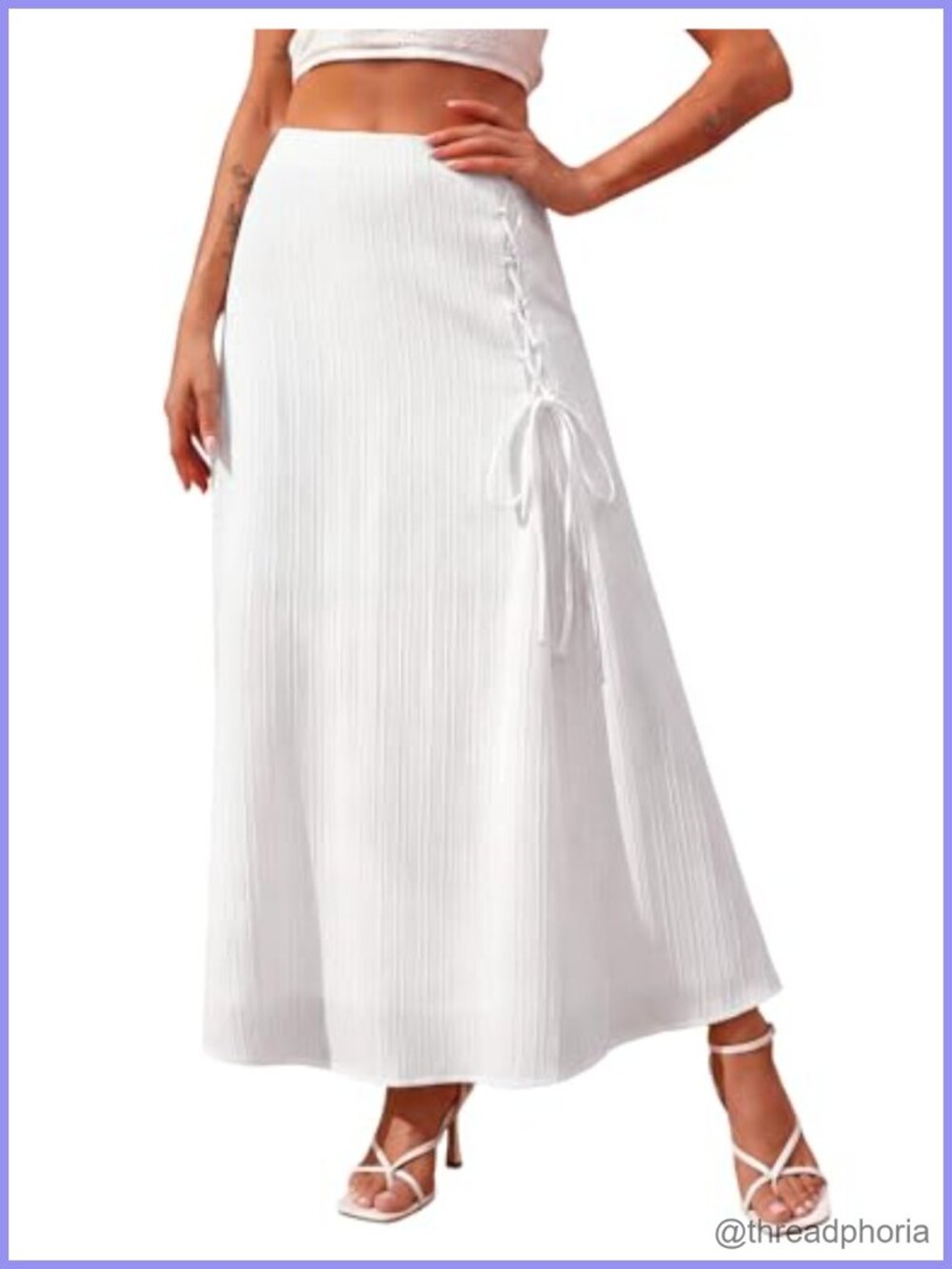 Women's Flowy A-Line Midi Skirt High Waisted Boho Long Skirt